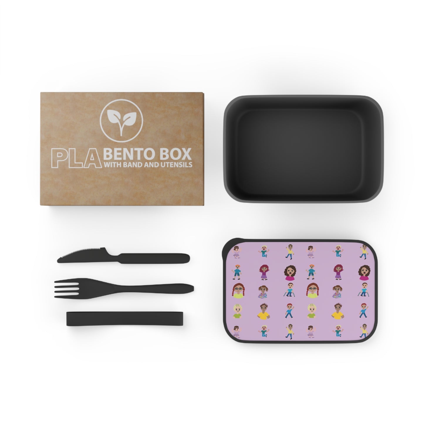 PLA Bento Box with Band and Utensils